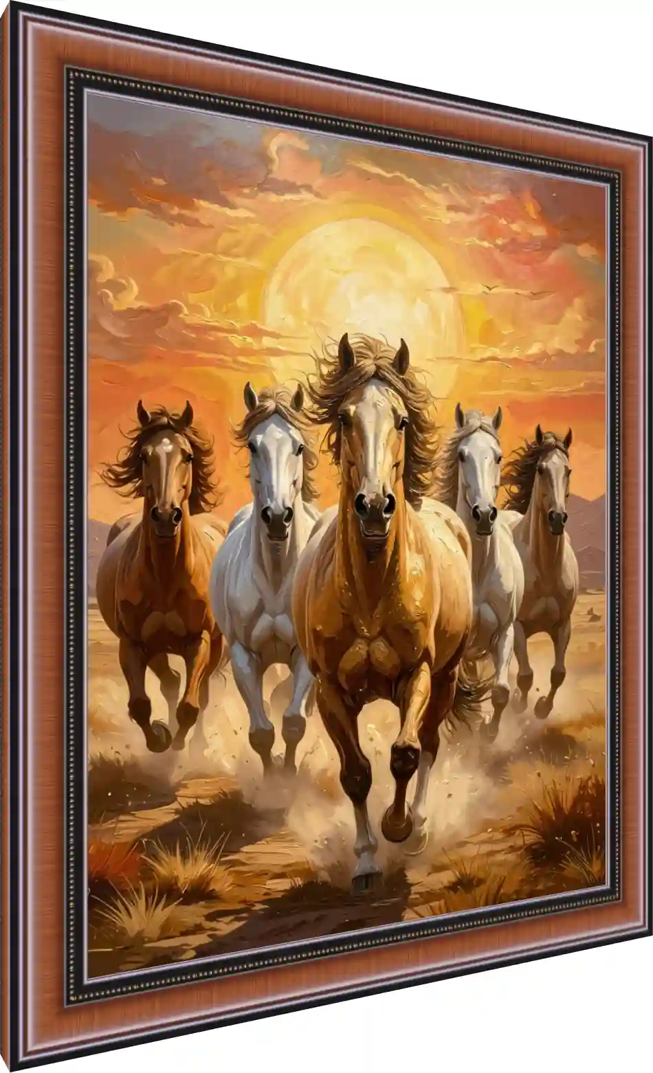 Dynamic Seven Horses Vastu Portrait — photo frame preview | PrintPosters.in